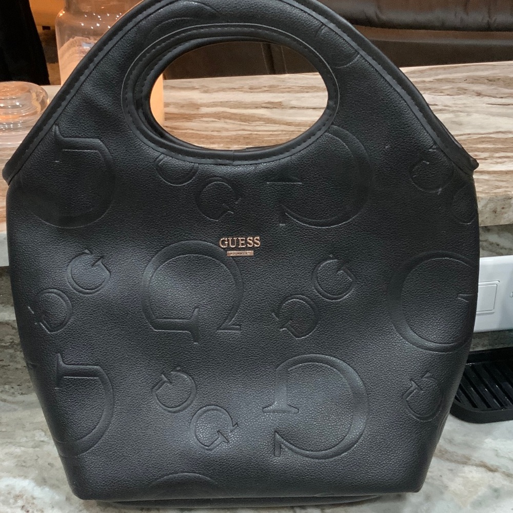 GUESS Black Embossed Tote Bag